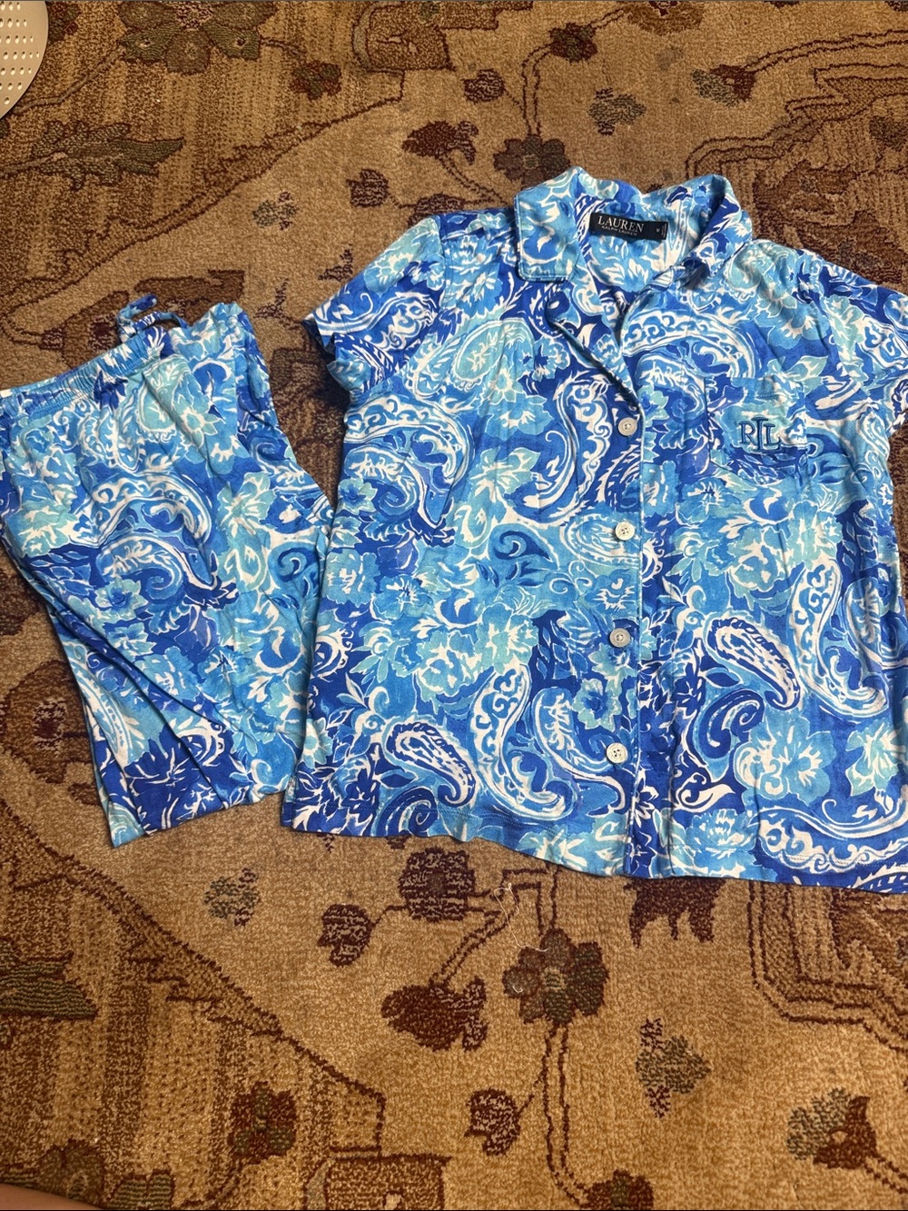 Lauren Ralph Lauren Blue Paisley pajama set medium